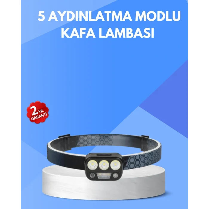BUĞZ 300 Lümen Sensörlü LED Kafa Lambası USB Şarjlı SOS Modlu