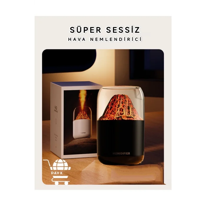 BUĞZ 300 ml Kapasiteli Siyah Renkli RGB Işıklı Dekoratif Hava Nemlendirici ve Buhar Makinesi
