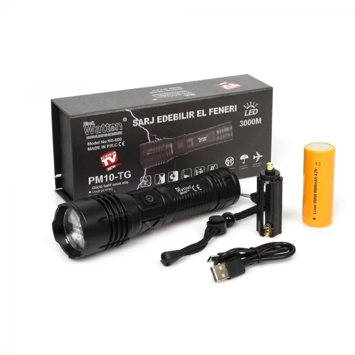 BUĞZ 3000 Lümen  Güçlü El Feneri  Wt-600
