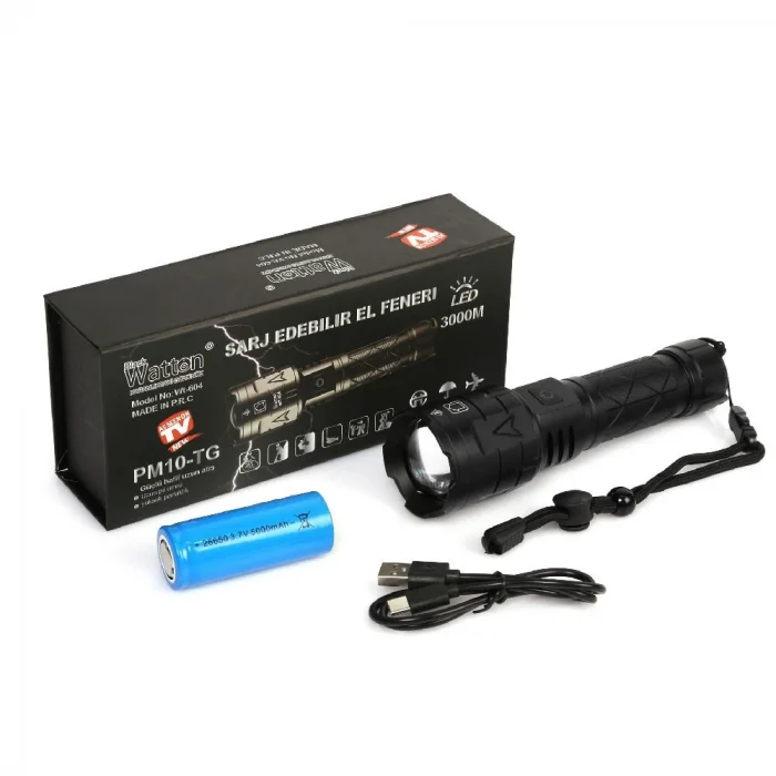 BUĞZ 3000 Lümen Güçlü El Feneri Wt-604