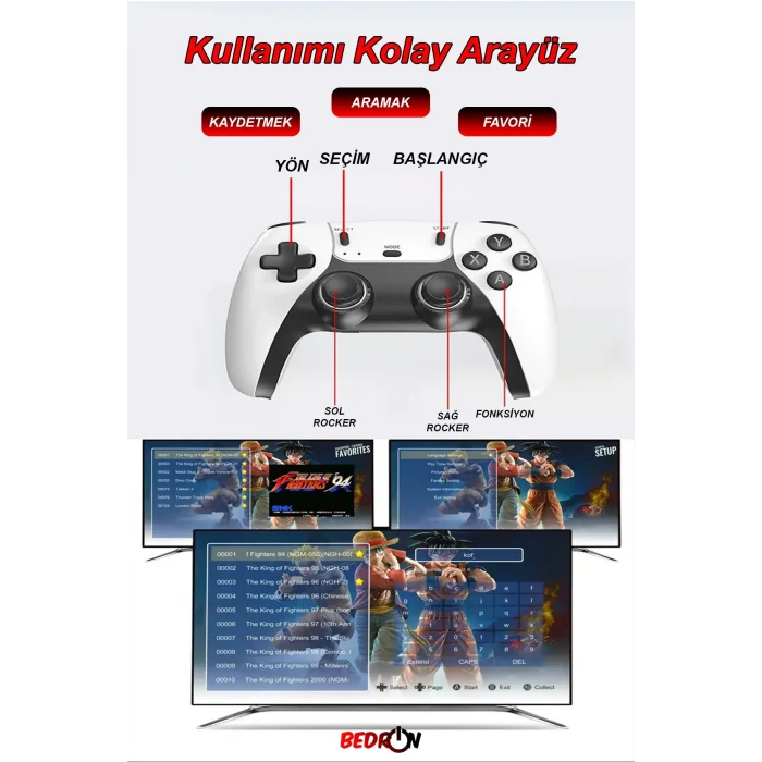 BUĞZ 30.000 Oyun Yüklü, PS5 Kollu, 2.4G Kablosuz Çift Kumandalı Retro Oyun Konsolu Stick