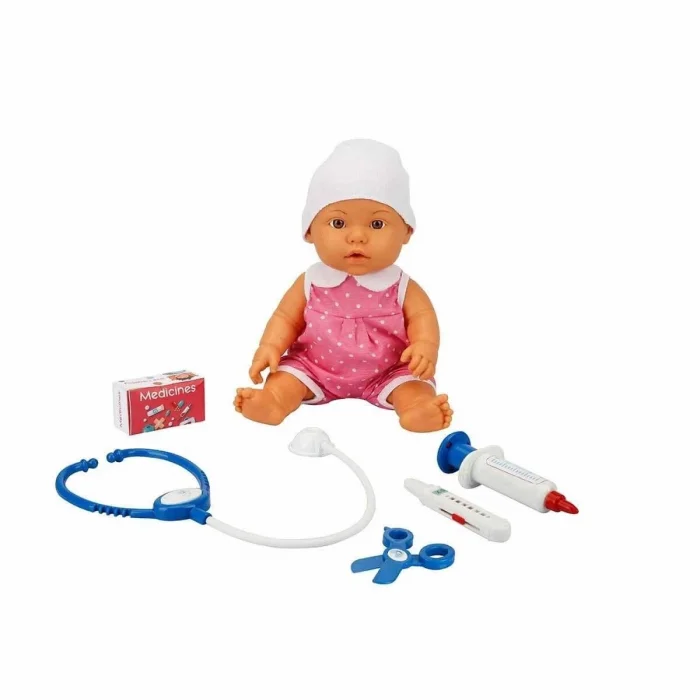 BUĞZ 30111 Bebelou Doktor Zamanı Sesli Bebek Seti 35 cm -Sunman