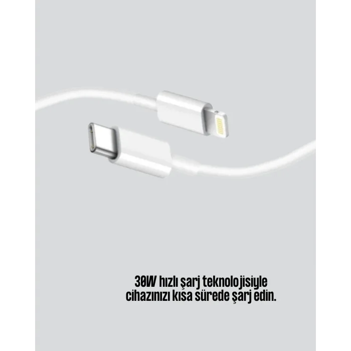 BUĞZ 30W Type-C Lightning Hızlı Şarj Kablosu 1.2m iPhone Uyumlu