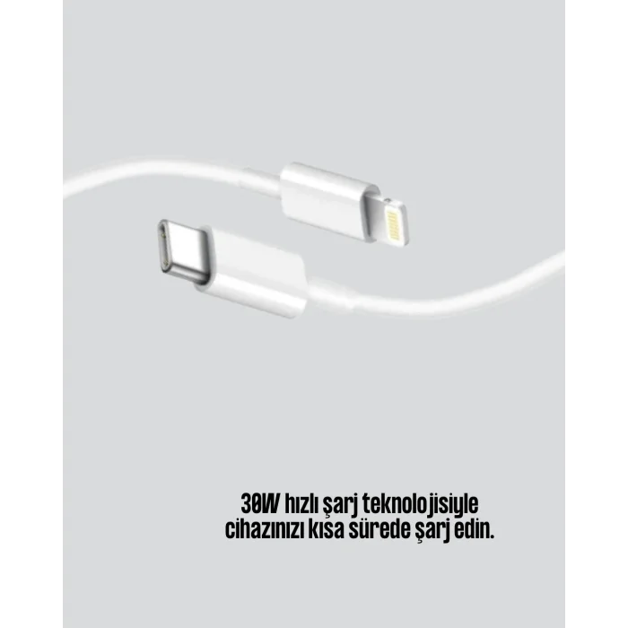 BUĞZ 30W Type-C Lightning Hızlı Şarj Kablosu 1.2m iPhone Uyumlu - BUĞZ