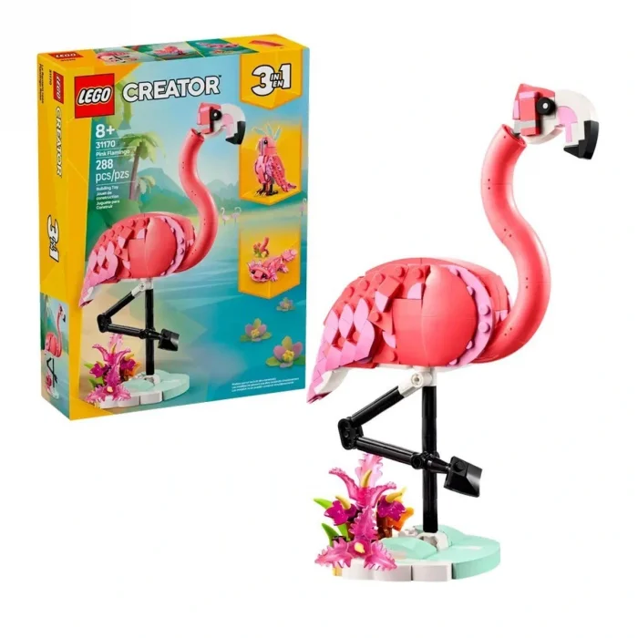 BUĞZ 31170 Lego Creator 3ü1 arada Vahşi Hayvanlar:Pembe Flamingo 288 parça +8 yaş