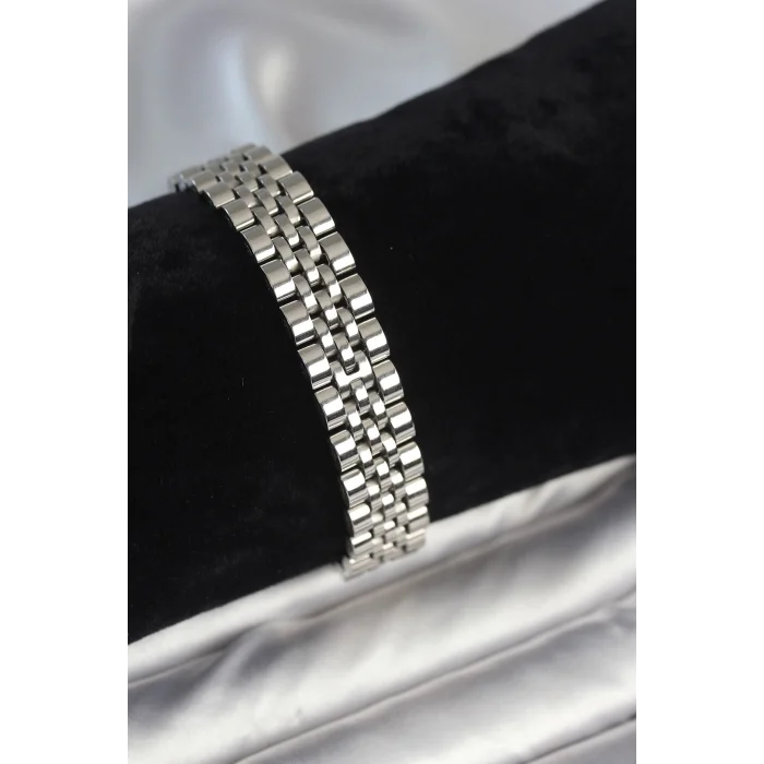 BUĞZ 316L Çelik 12 mm Kalınlıkta Gümüş Renkli Erkek Bileklik