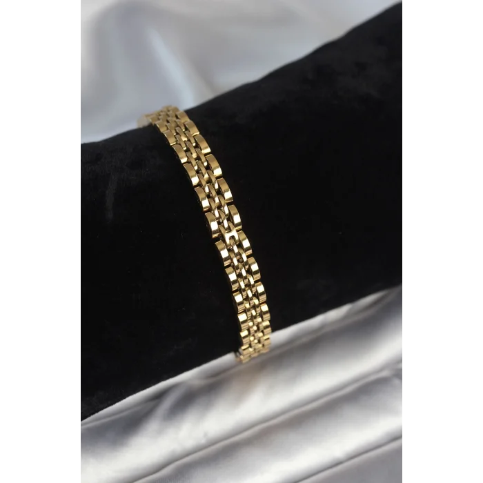 BUĞZ 316L Çelik 7 mm Kalınlıkta Gold Renkli Erkek Bileklik