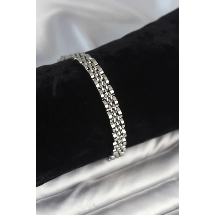 BUĞZ 316L Çelik 7 mm Kalınlıkta Gümüş Renkli Erkek Bileklik