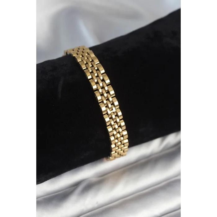 BUĞZ 316L Çelik 9 mm Kalınlıkta Gold Renkli Erkek Bileklik