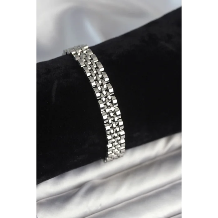 BUĞZ 316L Çelik 9 mm Kalınlıkta Gümüş Renkli Erkek Bileklik