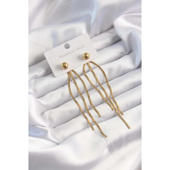 BUĞZ 316L Çelik Altın Renk İtalyan Model Topçuk Küpe