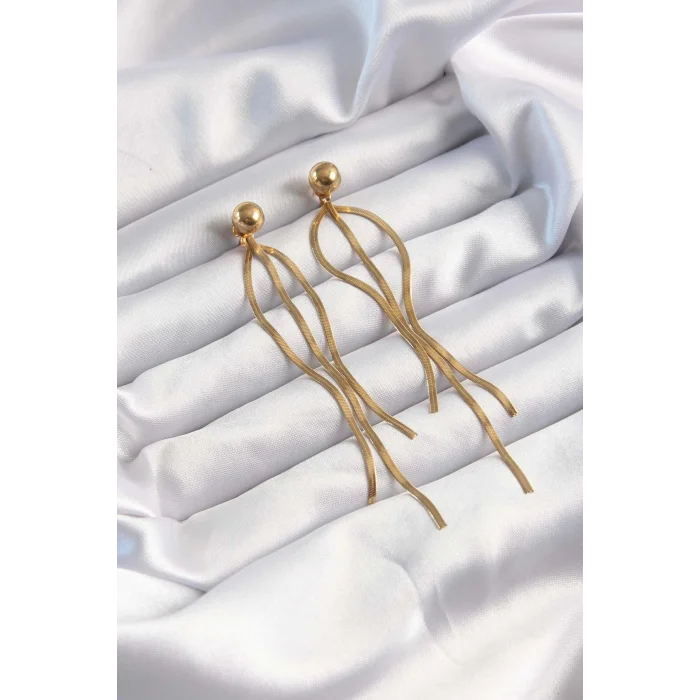 BUĞZ 316L Çelik Altın Renk İtalyan Model Topçuk Küpe - Lisinya