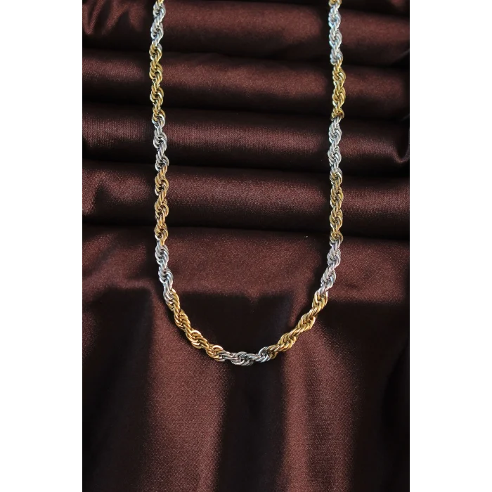 BUĞZ 316L Çelik Çift Renk Burgu Tasarımlı Kolye