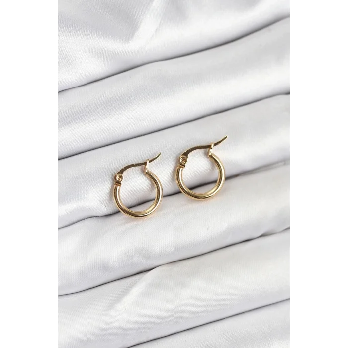 BUĞZ 316L Çelik Gold Renk 12 mm Halka Kadın Küpe