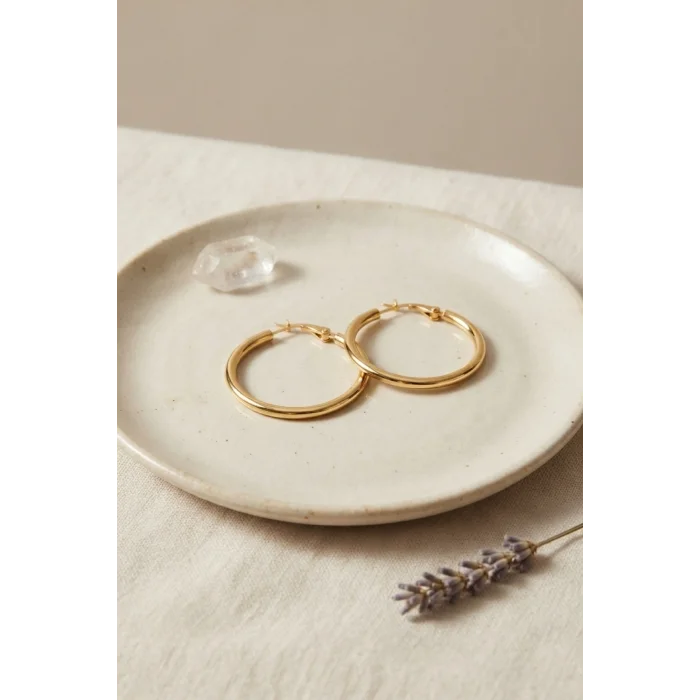 BUĞZ 316L Çelik Gold Renk 28 mm Halka Küpe