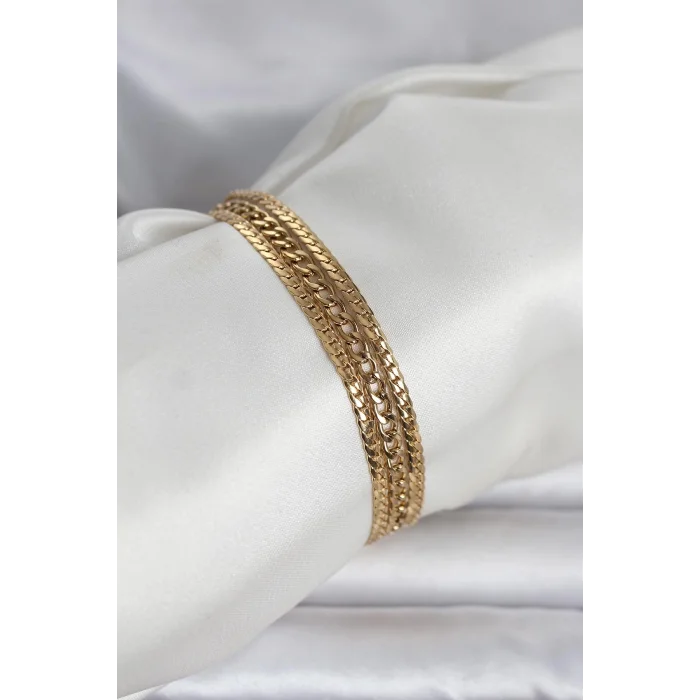 BUĞZ 316L Çelik Gold Renk 3lü Kadın Bileklik