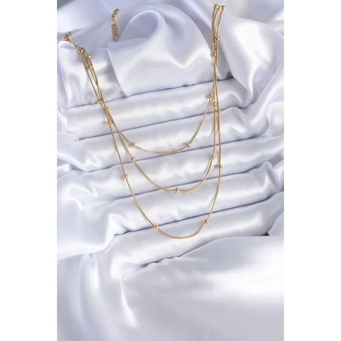 BUĞZ 316L Çelik Gold Renk 3lü Minimal Toplu Kadın Kolye