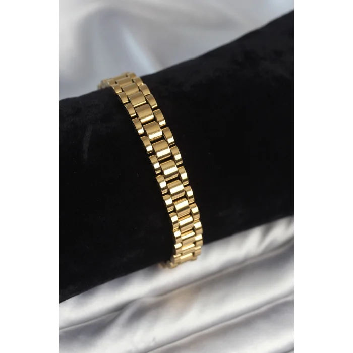 BUĞZ 316L Çelik Gold Renk 9 mm Kalınlık Erkek Bileklik
