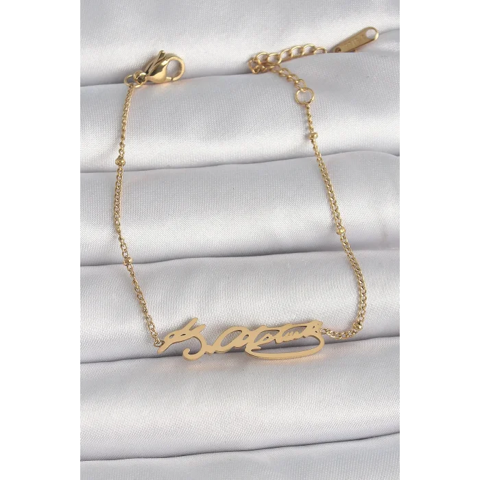 BUĞZ 316L Çelik Gold Renk Atatürk İmza Model Kadın Bileklik