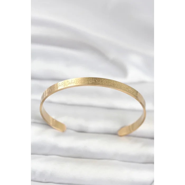 BUĞZ 316L Çelik Gold Renk Ayetel Kürsi Yazılı Bileklik