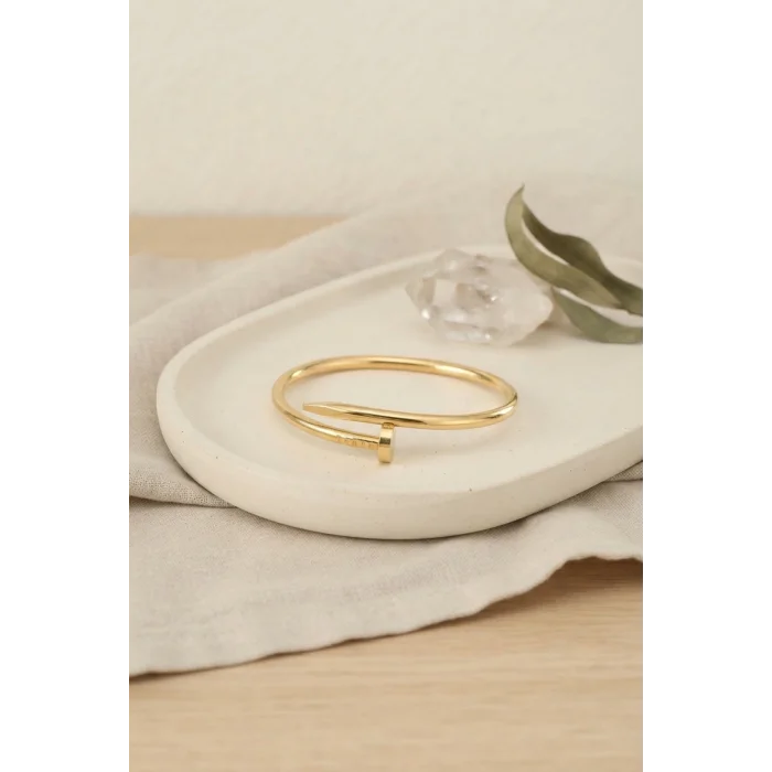 BUĞZ 316L Çelik Gold Renk Çivi Model Bileklik