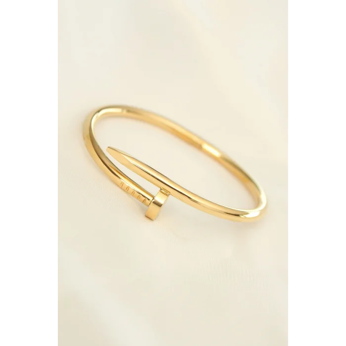 BUĞZ 316L Çelik Gold Renk Çivi Model Bileklik