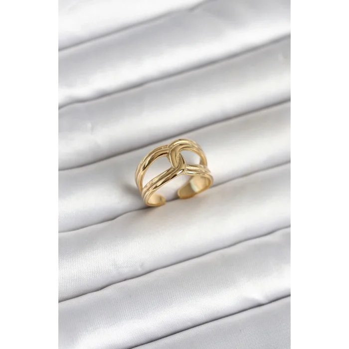 BUĞZ 316L Çelik Gold Renk Düğüm Model Kadın Yüzük