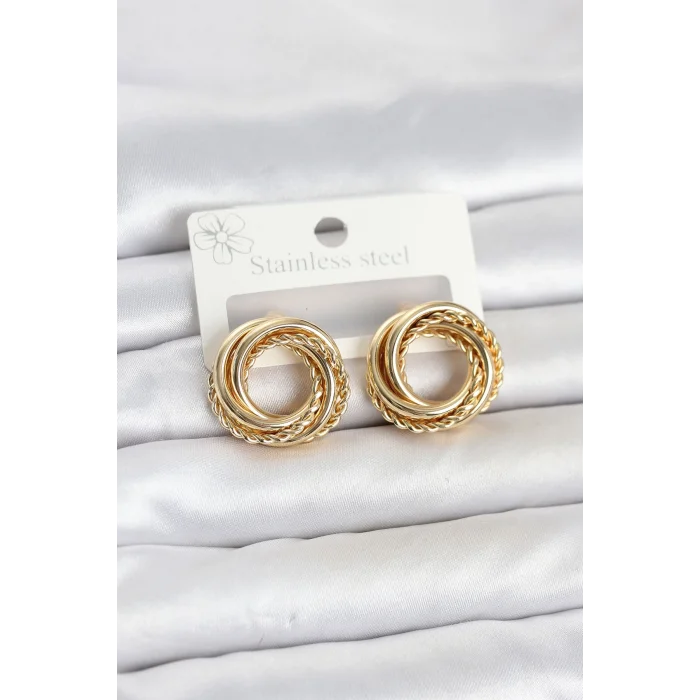 BUĞZ 316L Çelik Gold Renk Halka Model Asorti Kadın Küpe