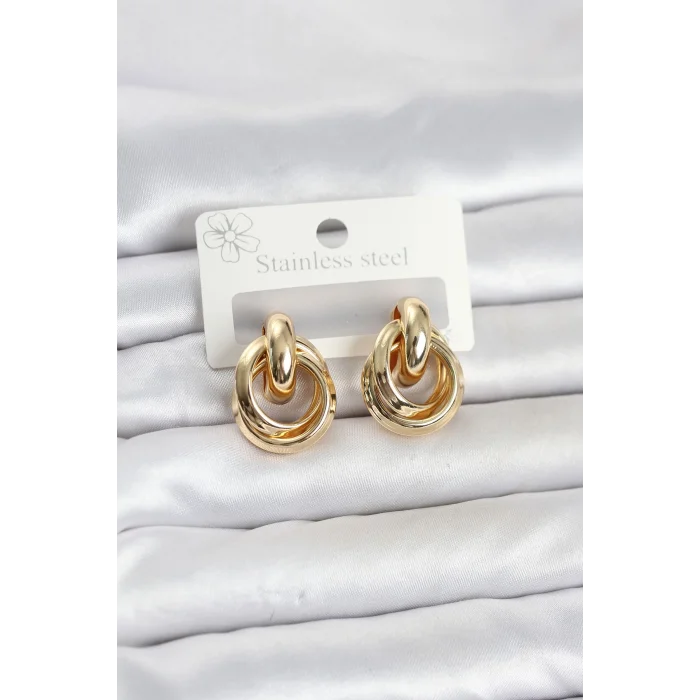 BUĞZ 316L Çelik Gold Renk Halka Model Kadın Küpe