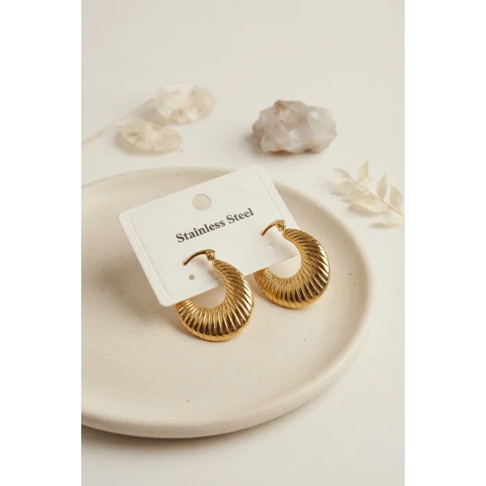 BUĞZ 316L Çelik Gold Renk Halka Model Küpe