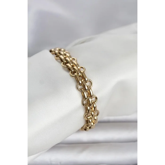 BUĞZ 316L Çelik Gold Renk Hasır Zincir Model Kadın Bileklik