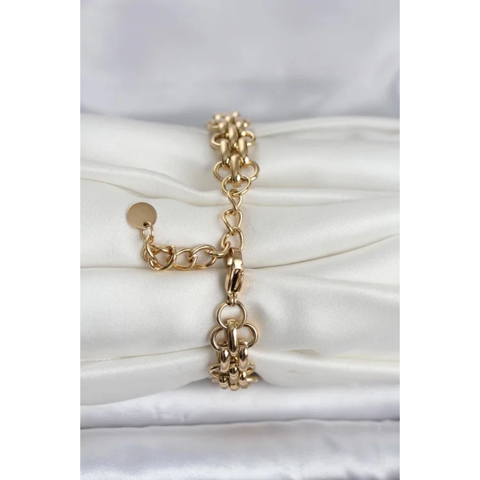 BUĞZ 316L Çelik Gold Renk Hasır Zincir Model Kadın Bileklik - BUĞZ