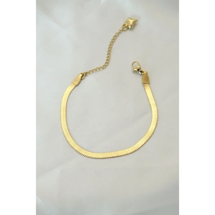 BUĞZ 316L Çelik Gold Renk İtalyan Zincirli Bileklik
