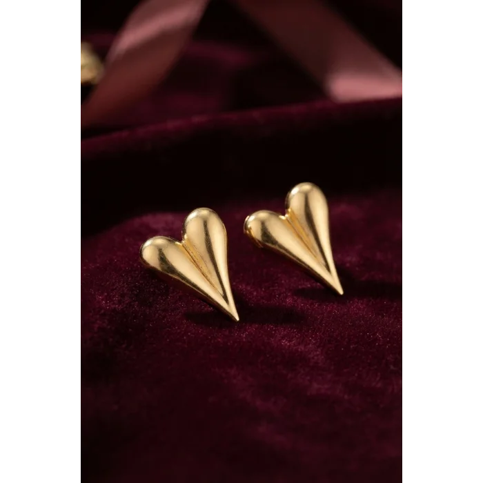BUĞZ 316L Çelik Gold Renk Kalp Model Küpe