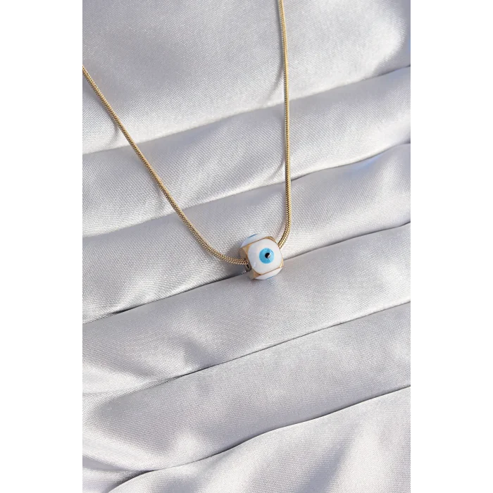 BUĞZ 316L Çelik Gold Renk Mineli Nazar Model Kolye