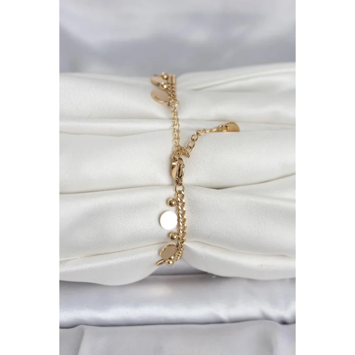 BUĞZ 316L Çelik Gold Renk Pullu Model Kadın Bileklik