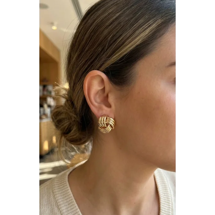 BUĞZ 316L Çelik Gold Renk Sarmal Model Kadın Küpe