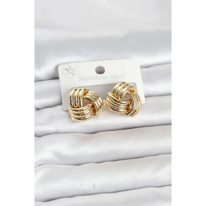BUĞZ 316L Çelik Gold Renk Sarmal Model Kadın Küpe