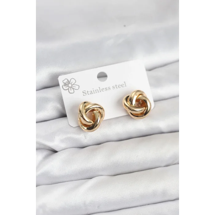 BUĞZ 316L Çelik Gold Renk Sarmal Model Kadın Küpe