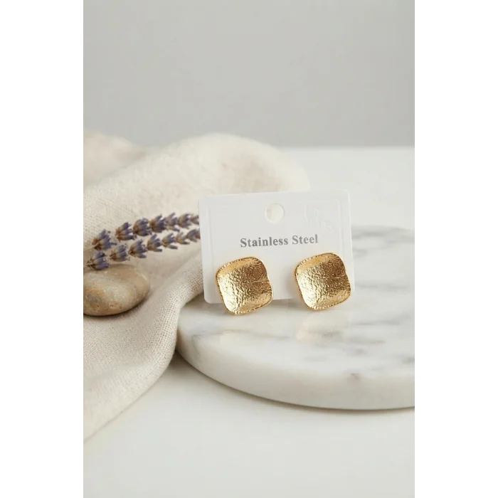 BUĞZ 316L Çelik Gold Renk Ters Bombe Model Küpe - BUĞZ