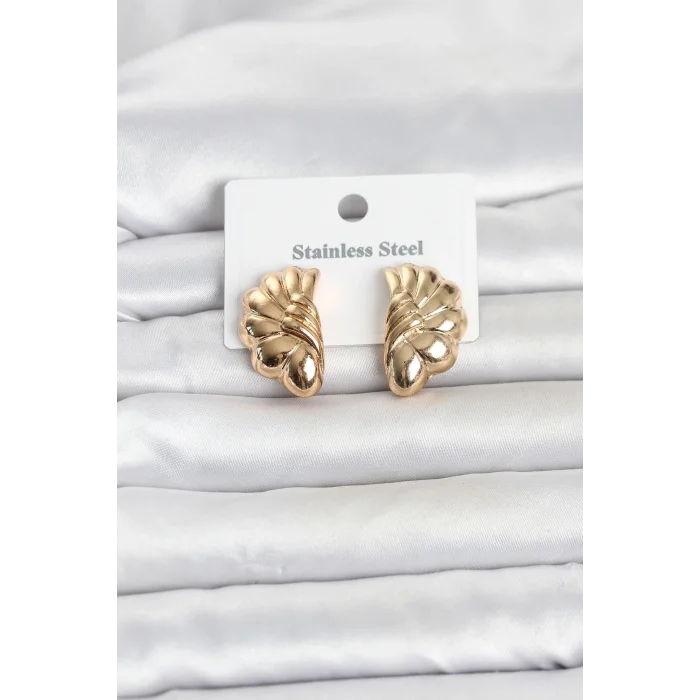BUĞZ 316L Çelik Gold Renk Vintage Model Kadın Küpe