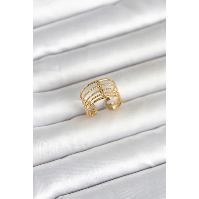 BUĞZ 316L Çelik Gold Renk Vintage Model Kadın Yüzük