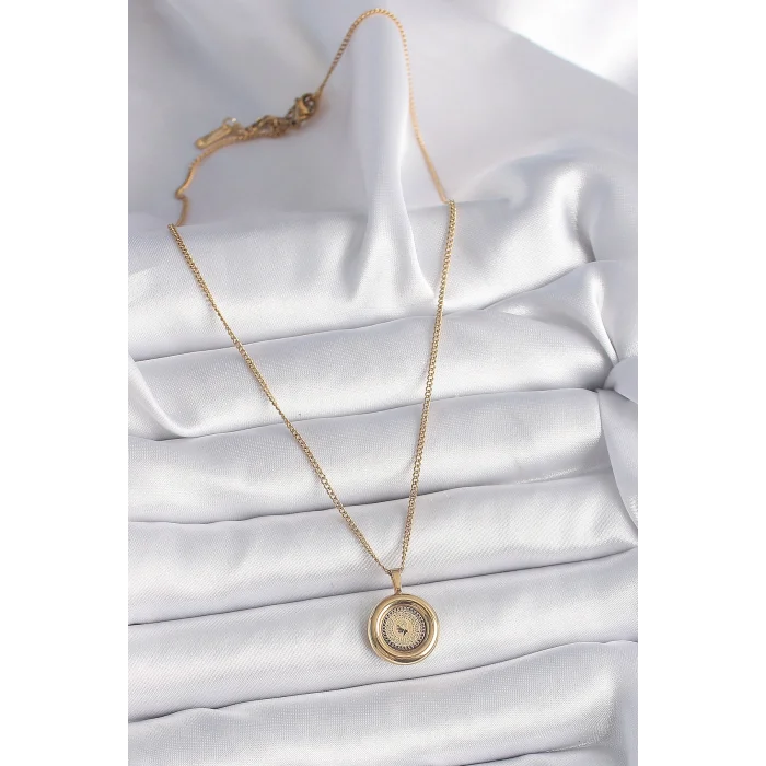 BUĞZ 316L Çelik Gold Renk Zincir Gold Altın Model Kadın Kolye