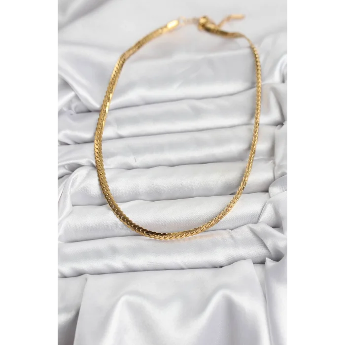 BUĞZ 316L Çelik Gold Renk Zincir Kadın Kolye - Lisinya