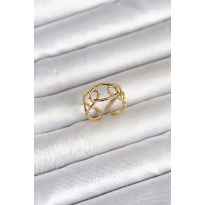 BUĞZ 316L Çelik Gold Renk Zincir Model Kadın Yüzük