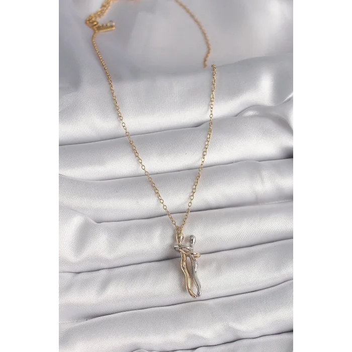 BUĞZ 316L Çelik Gold Renk Zincir Renkli Sarılma Model Kadın Kolye