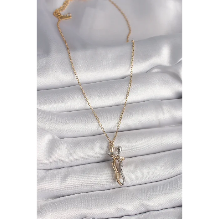 BUĞZ 316L Çelik Gold Renk Zincir Renkli Sarılma Model Kadın Kolye - Lisinya