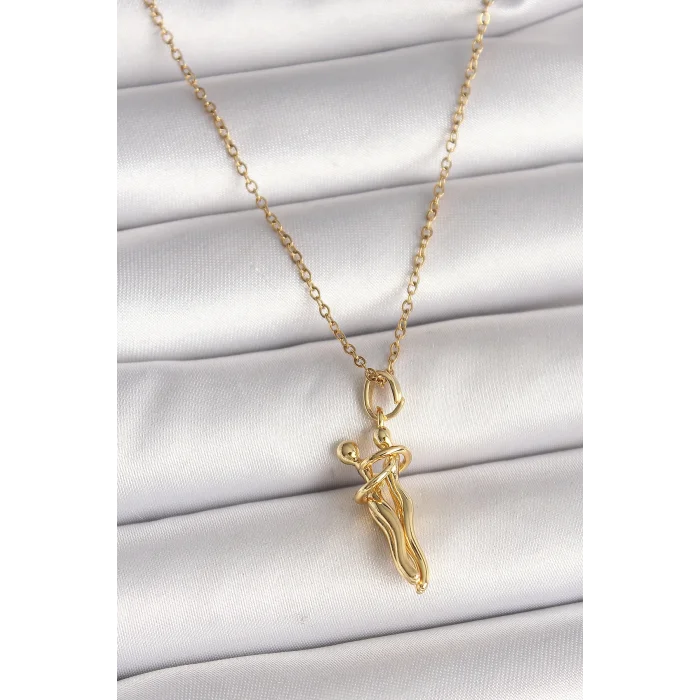 BUĞZ 316L Çelik Gold Renk Zincir Sarılma Model Kadın Kolye