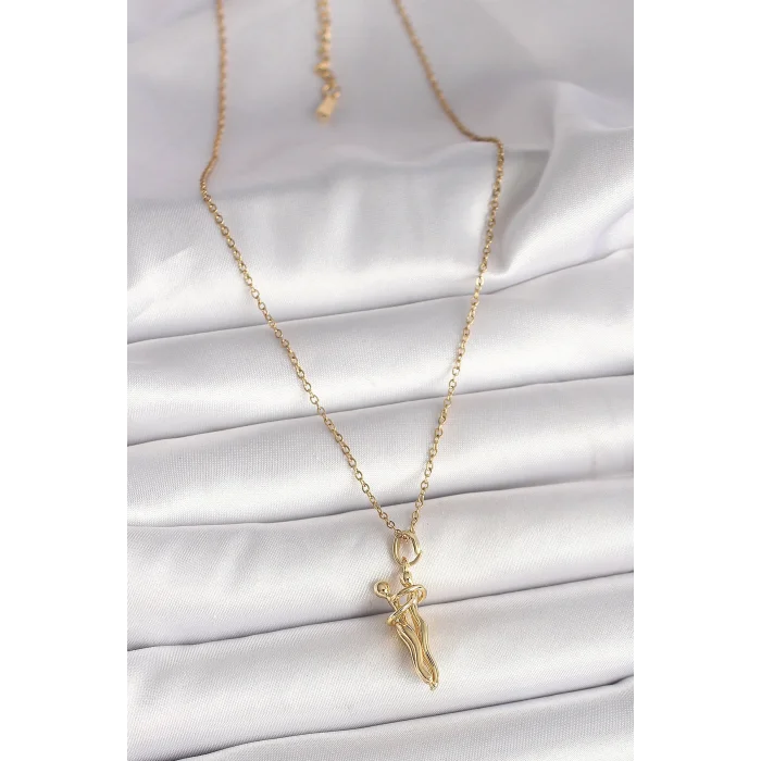 BUĞZ 316L Çelik Gold Renk Zincir Sarılma Model Kadın Kolye
