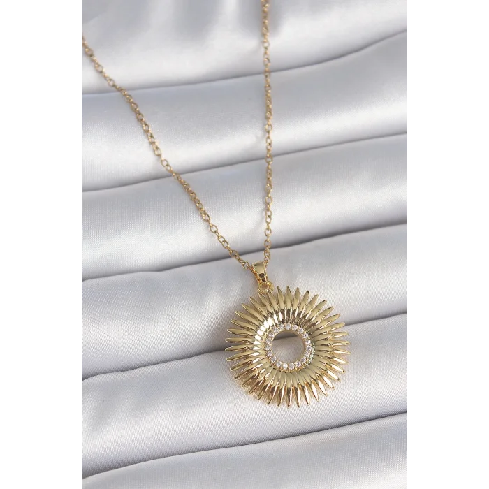 BUĞZ 316L Çelik Gold Renk Zincir Zirkon Taşlı Nova Yıldız Model Kadın Kolye